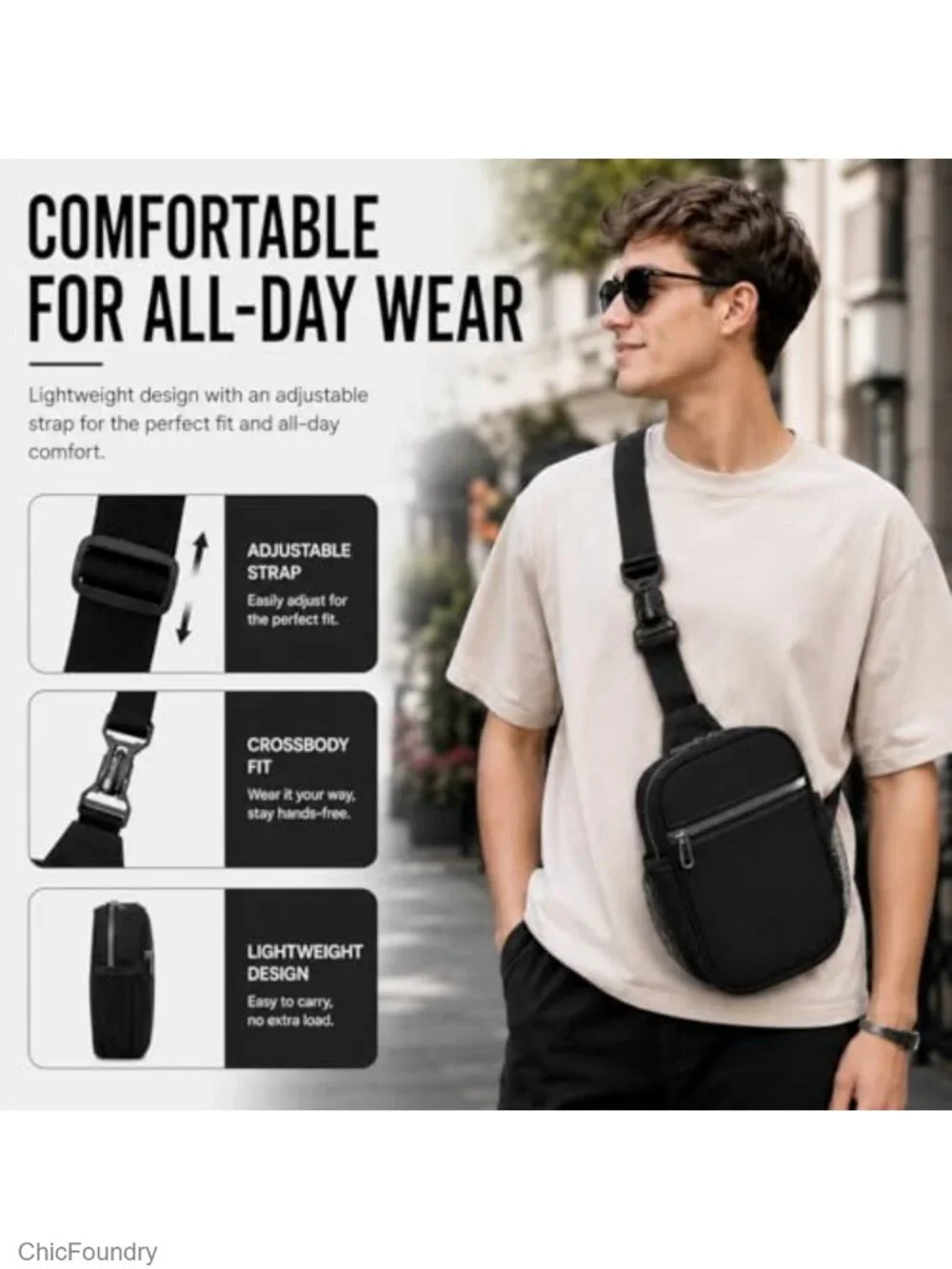 Anti Theft RFID Blocking Travel Crossbody Sling Bag with Adjustable Strap